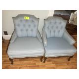 PAIR OF HIS AND HERS UPHOLSTERED, WOOD FRAME, OCCA