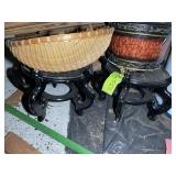 PAIR OF WOODEN PLANT STANDS