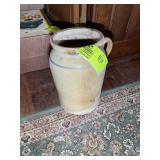 POTTERY STYLE CROCK, 12 IN TALL, SOME CHIPS IN RIM