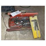 RED TOOLBOX HANDLE TOOLS, RIVET GUN, LEVEL