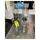 PAIR OF VINTAGE OIL LAMPS, APPROX 18 IN TALL
