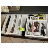 TWO DRAWERS OF KITCHEN ITEMS, UTENSILS, KNIVES, ET