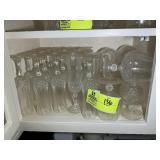 BOTTOM SHELF INCLUDING STEMMED WINE GLASSES, CHAMP