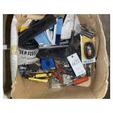 BOX WITH ASSORTED HAND, TOOLS, SCREWDRIVERS, PLIER