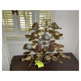 BRASS COLORED DECORATIVE CANDLE HOLDER BIRD THEMED