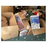 GROUP OF CHRISTMAS, DECORATIONS, GREENERY, FIGURIN