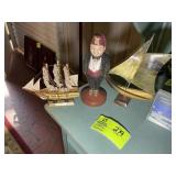 GROUP INCLUDING SHRINER FIGURINE, SMALL BOATS, ETC