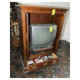 TWO DOOR ONE DRAWER ENTERTAINMENT CENTER, NO CONTE