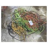 GROUP OF ASSORTED EXTENSION CORDS MOST WITH DAMAGE