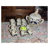 MADE IN GERMANY DECORATIVE COVERED PUNCH BOWL WITH