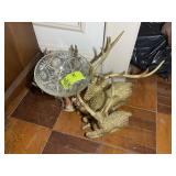 GROUP OF DEER THEMED ITEMS, CENTERPIECE BOWL, GOLD