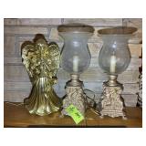 PAIR OF CHERUB THEMED ELECTRIFIED CANDLE STICK LAM