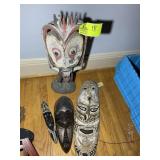 GROUP OF CARVED WOOD DECORATIVE ITEMS, 12 IN UP TO