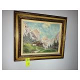 FRAMED AND MATTED PAINT ON CANVAS, 28 IN X 24 IN,