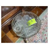 GLASS PUNCH BOWL WITH CUPS