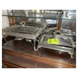PAIR OF RECTANGULAR SHAPE SILVER PLATE CHAFING DIS