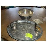 GROUP OF SILVER-PLATED ITEMS, CENTERPIECE BOWL, PL
