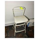 WHITE METAL CHAIR/STEP STOOL