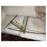 GROUP INCLUDING VINTAGE WOODEN CROSSBOWS, QUIVERS