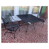 METAL PATIO TABLE 44 IN SQ WITH TWO SPRING ROCKER