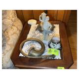 MISC GROUP INCLUDING, BRASS COLOR HORN, FIGURINE