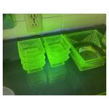 GROUP OF VINTAGE HOBBS VASELINE URANIUM GLASS, CAN