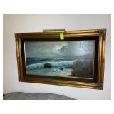 FRAMED AND MATTED OIL ON CANVAS, SEASCAPE PAINTING