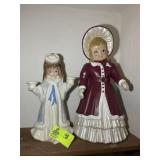 PAIR OF CERAMIC STYLE DOLL FIGURINES, 16 IN AND 21
