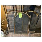 GROUP OF FIREPLACE SCREENS AND TOOLS