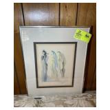 FRAMED AND MATTED WOOD CUT PRINT TITLED, THE SPHER