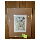 FRAMED AND MATTED WOOD CUT PRINT TITLED, ENVY, BY