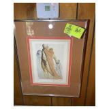 FRAMED AND MATTED WOOD CUT PRINT TITLED REPROACHES