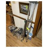 GROUP OF MEDICAL RELATED ITEMS, CRUTCHES, BLOOD PR