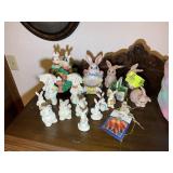 CONTENTS ON TOP OF CHEST, RABBIT FIGURINES, PLASTI