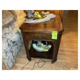 ONE DRAWER WOODEN SIDE TABLE, 22 IN X 27 IN X 24 I