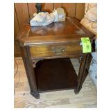 ONE DRAWER WOODEN SIDE TABLE, 22 IN X 27 IN X 24 I
