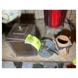 GROUP OF SMOKING RELATED ITEMS PIPE BOX, ASH TRAYS