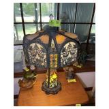 N.W. ART SHADE CO. CHICAGO SLAG GLASS TABLE LAMP,