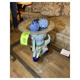 TABLE CENTERPIECE BOWL WITH ELEPHANTS, 14 IN TALL,