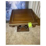 VINTAGE WOODEN END TABLE, 20 IN SQ X 17 IN TALL