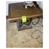 VINTAGE WOODEN END TABLE, 20 IN SQ X 17 IN TALL