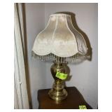BRASS COLOR TABLE LAMP, 27 IN TALL, SOME RUST