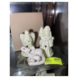 GROUP OF MISC FIGURINES, ELEPHANT, SANTA, ANGEL, 4