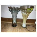 PAIR OF GLASS VASES, APPROX 11 IN TALL