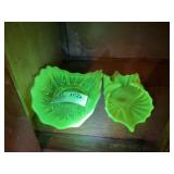 PAIR OF URANIUM GLASS TABLE CENTER PIECE BOWLS