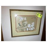APPEARS TO BE PAIR OF PAINT ON SILK/FABRIC, FRAMED