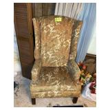 UPHOLSTERED HIGH WINGED BACK ARM CHAIR