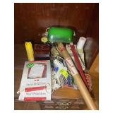 GROUP OF OFFICE SUPPLIES AND DESK LAMP