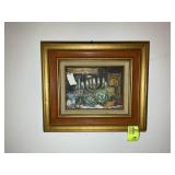 FRAMED AND MATTED OIL ON CANVAS, YE DAINTY OLDE ME
