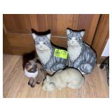 GROUP OF CAT THEMED ITEMS, DOOR STOPS, STATUES, 5